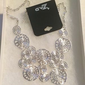 Sad Adrianna Circle Bib Necklace - Silver